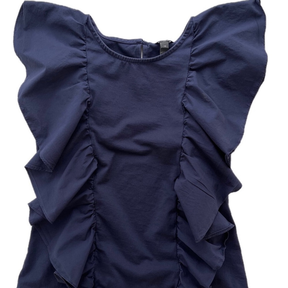 J.Crew 100% cotton navy blue color ruffled top size M excellent condition